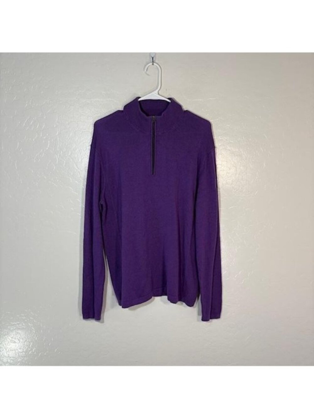 Greyson Sweater Mens Medium Purple Half Zip Pullover Merino Wool Blend Casual